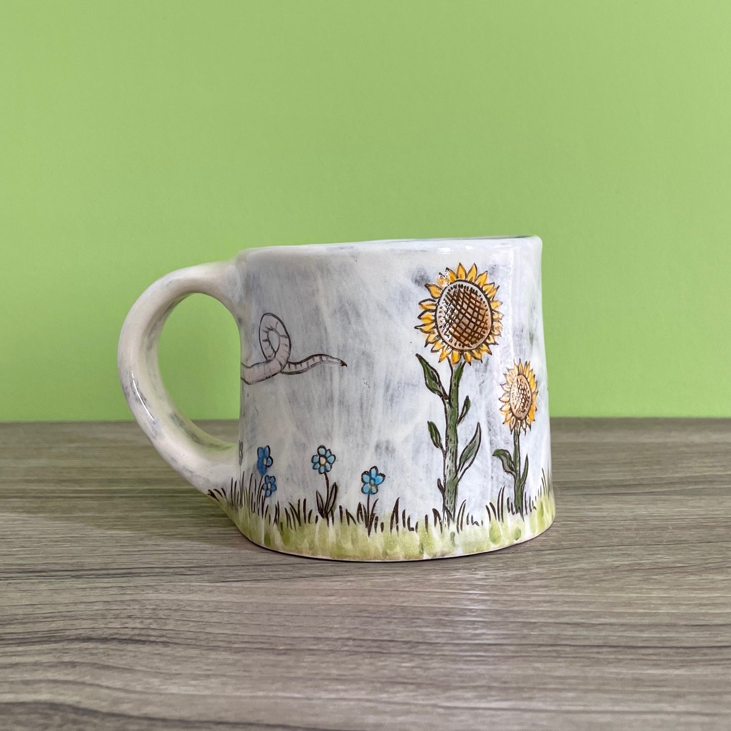 sunflowers + opossum mug
